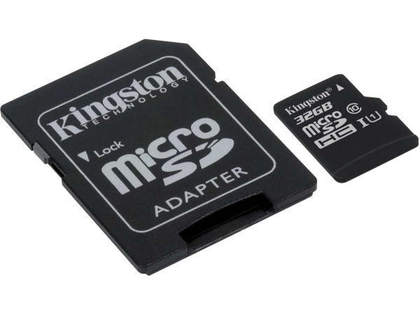 Kingston 32GB micro SD card angle